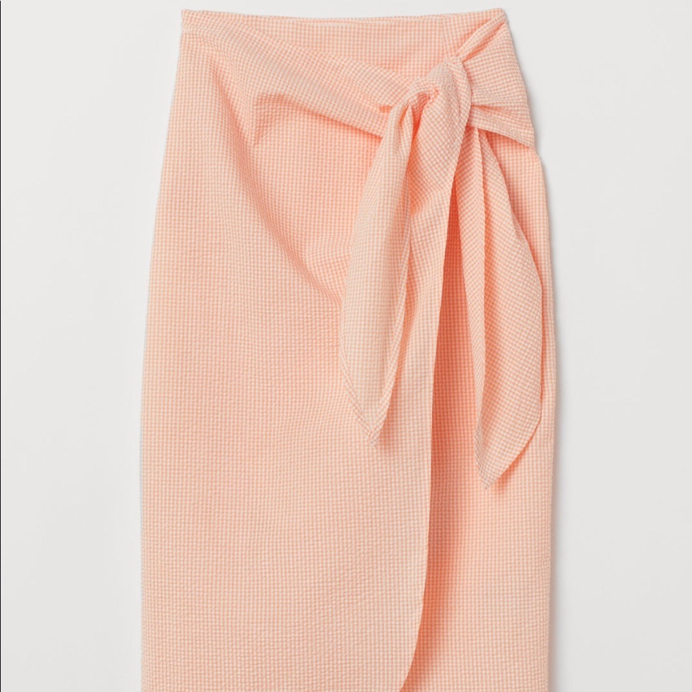 Seersucker Asymmetrical Wrap Skirt